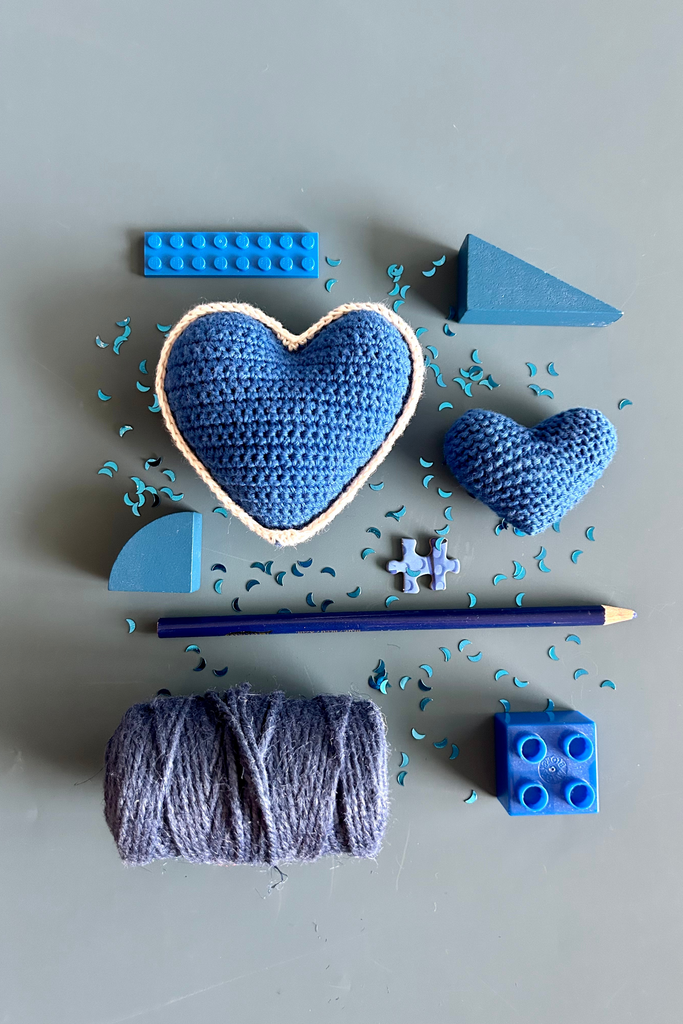 Blue Knit Heart- Peace, Trust, Belonging