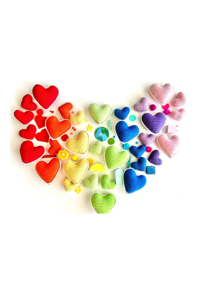 Connecting Hearts Collection- hand-knit hearts representing different emotions
