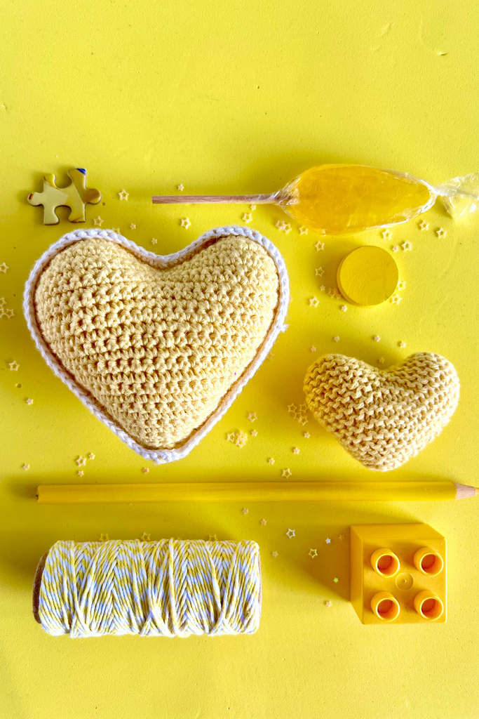 Yellow Knit Heart- Joy, Happiness, Excitement