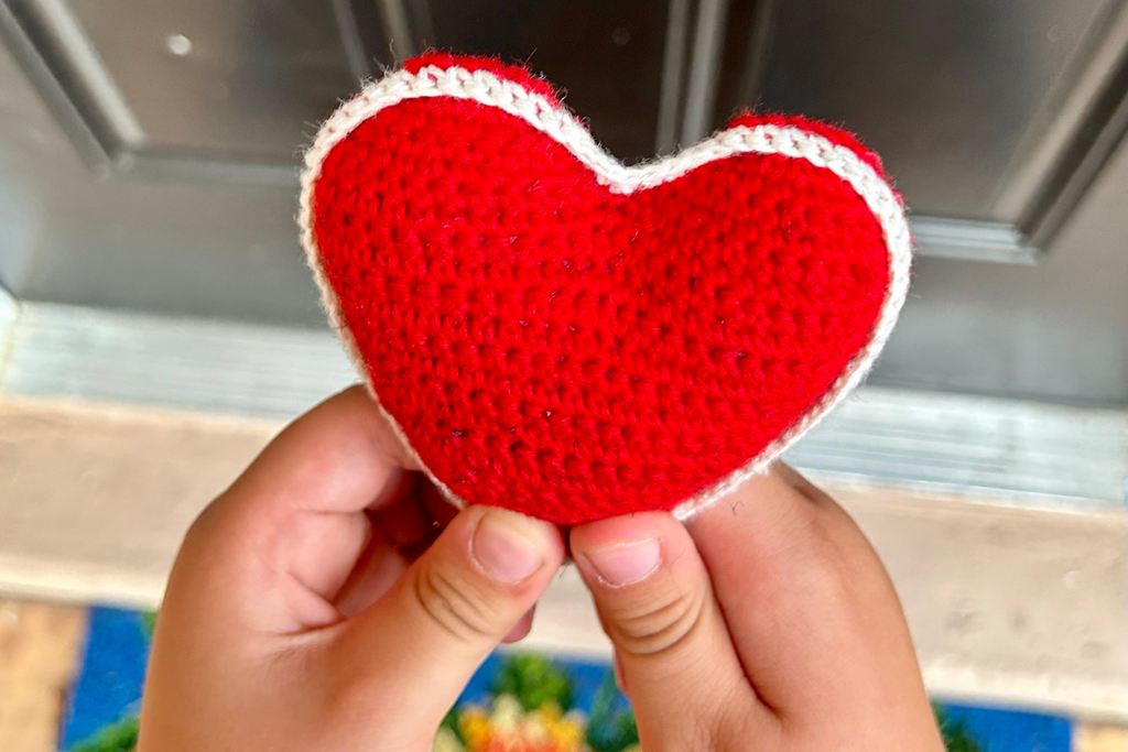 FPK Knit Hearts- hand knit toy for social emotional learning for toddlers