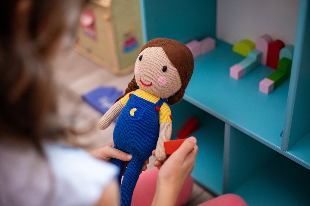 Luna, Global Kidizen Hand Knit Doll, toy for social emotional learning, multicultural doll