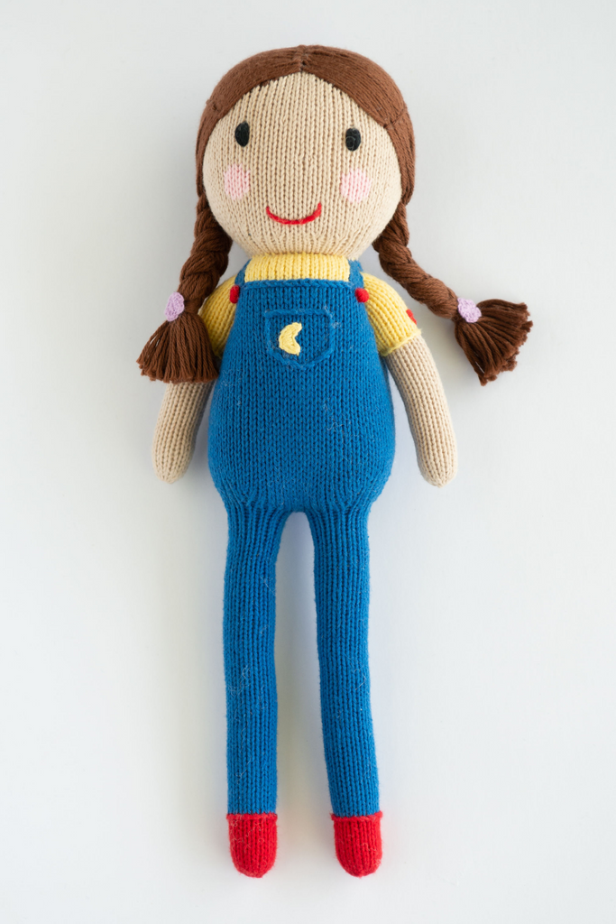 Global Kidizen Doll- Luna from Peru, hand knit doll, multicultural doll set for preschool