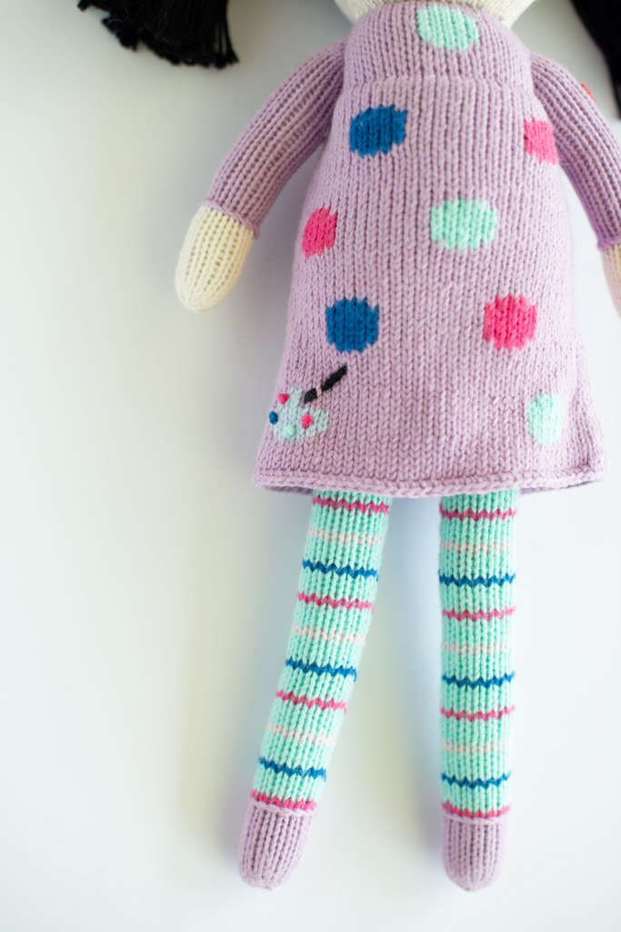 Diverse hand knit dolls for preschool